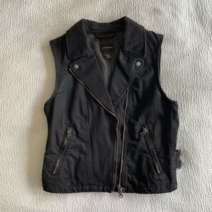 Club Monaco Black Denim Moto Vest